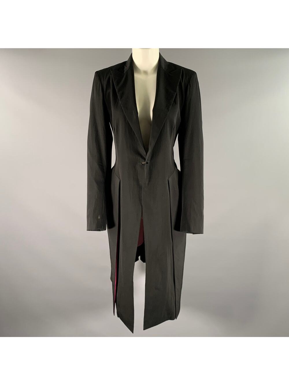 DONNA KARAN Size 6 Black Pink Wool Blend Coat